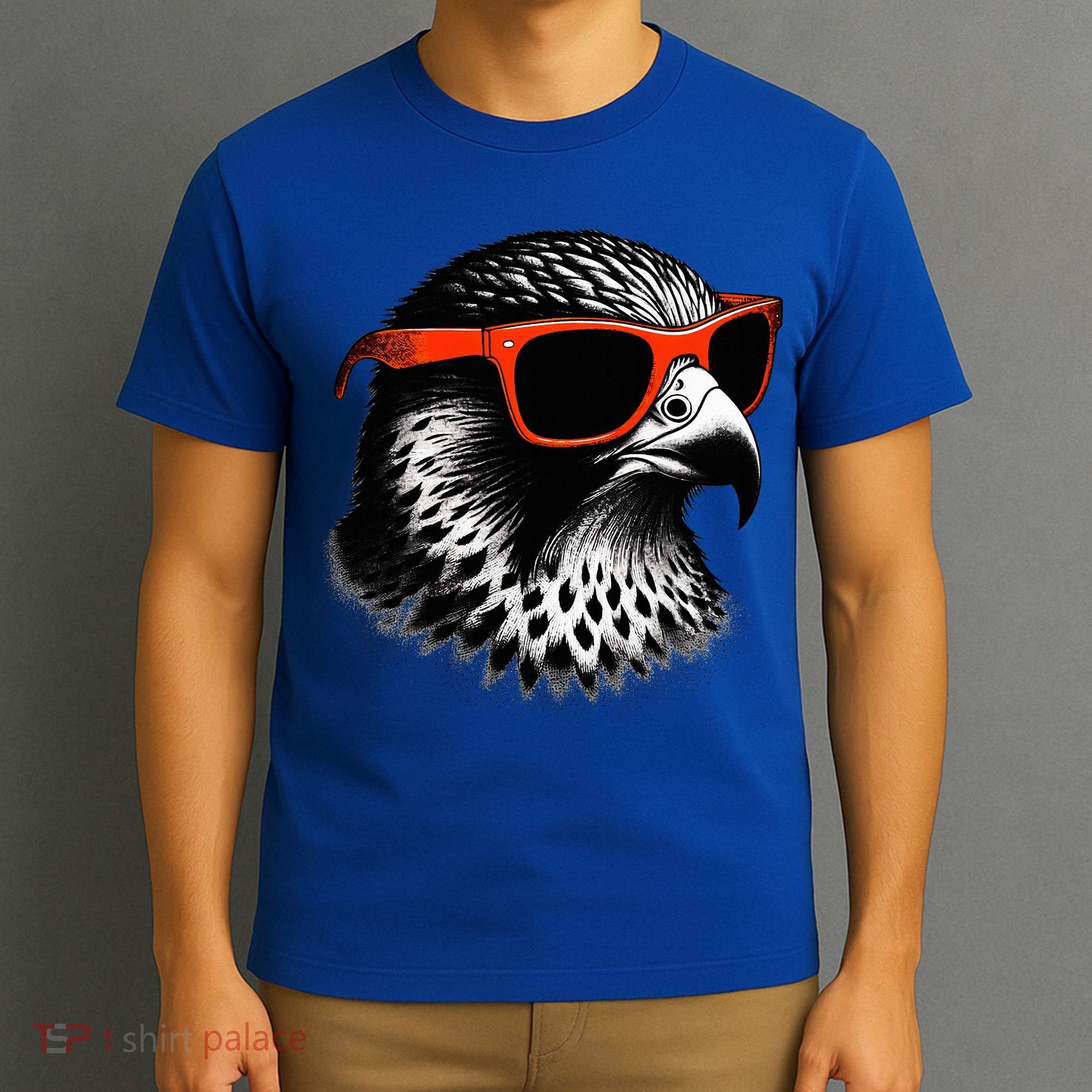 Cool Falcon Bird Wearing Sunglasses Graphic Art T-Shirt