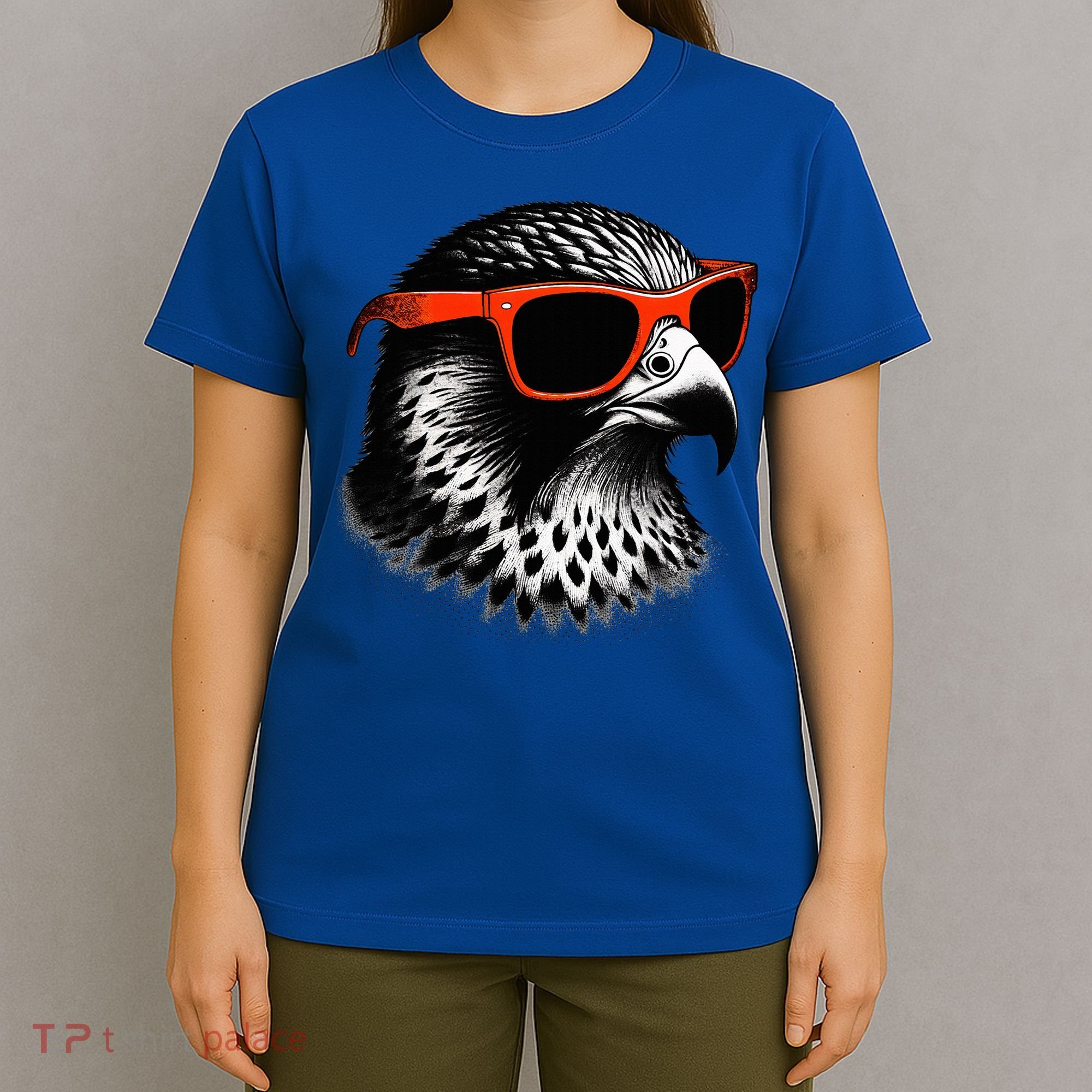 Cool Falcon Bird Wearing Sunglasses Graphic Art T-Shirt