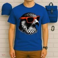 Cool Falcon Bird Wearing Sunglasses Graphic Art T-Shirt thumb 6