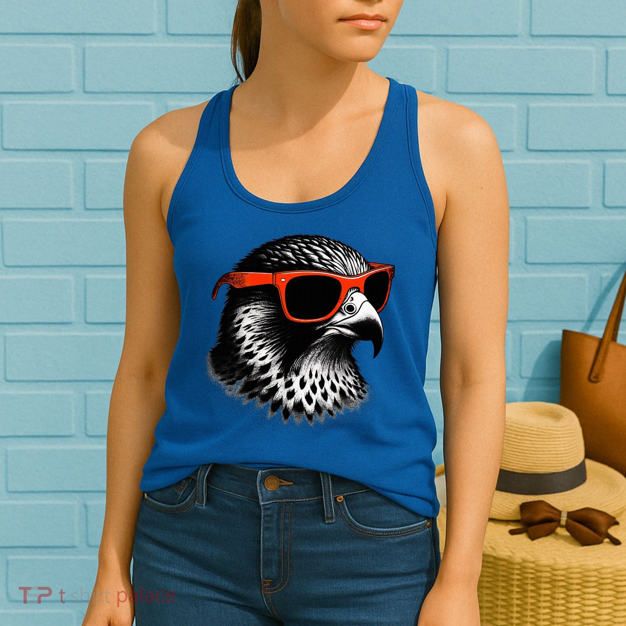 Cool Falcon Bird Wearing Sunglasses Graphic Art Women's Tank Top