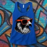 Cool Falcon Bird Wearing Sunglasses Graphic Art Women's Tank Top thumb 3