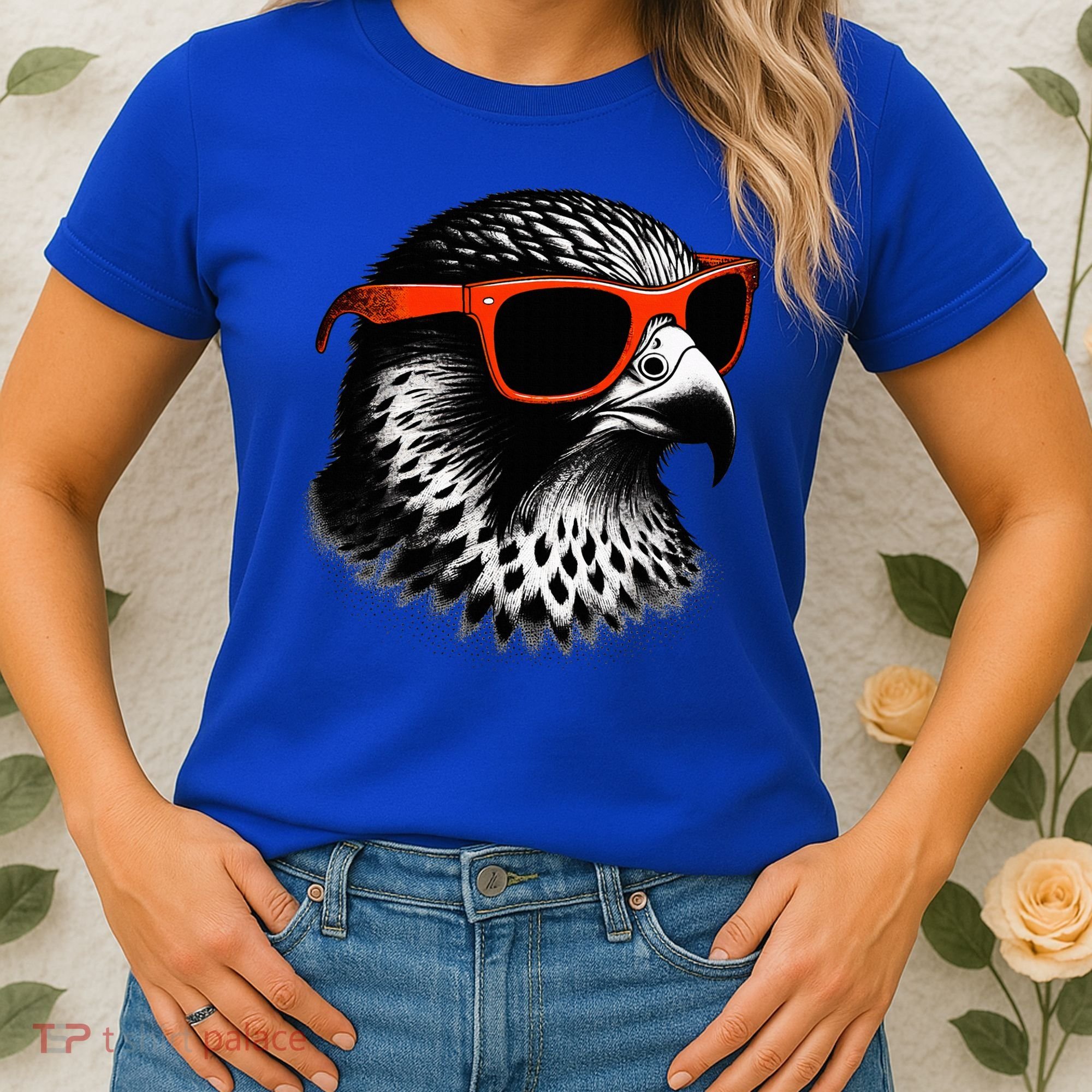 Cool Falcon Bird Wearing Sunglasses Graphic Art Women's T-Shirt