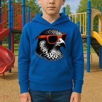 Cool Falcon Bird Wearing Sunglasses Graphic Art Kids Hoodie thumb 2