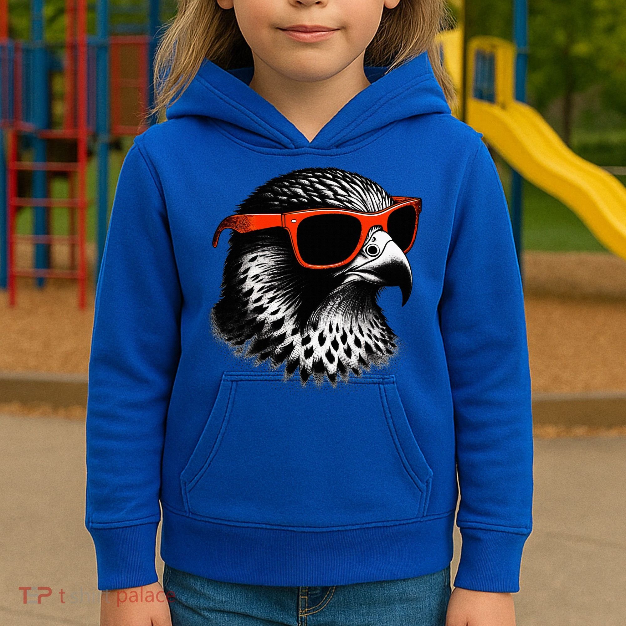 Cool Falcon Bird Wearing Sunglasses Graphic Art Kids Hoodie