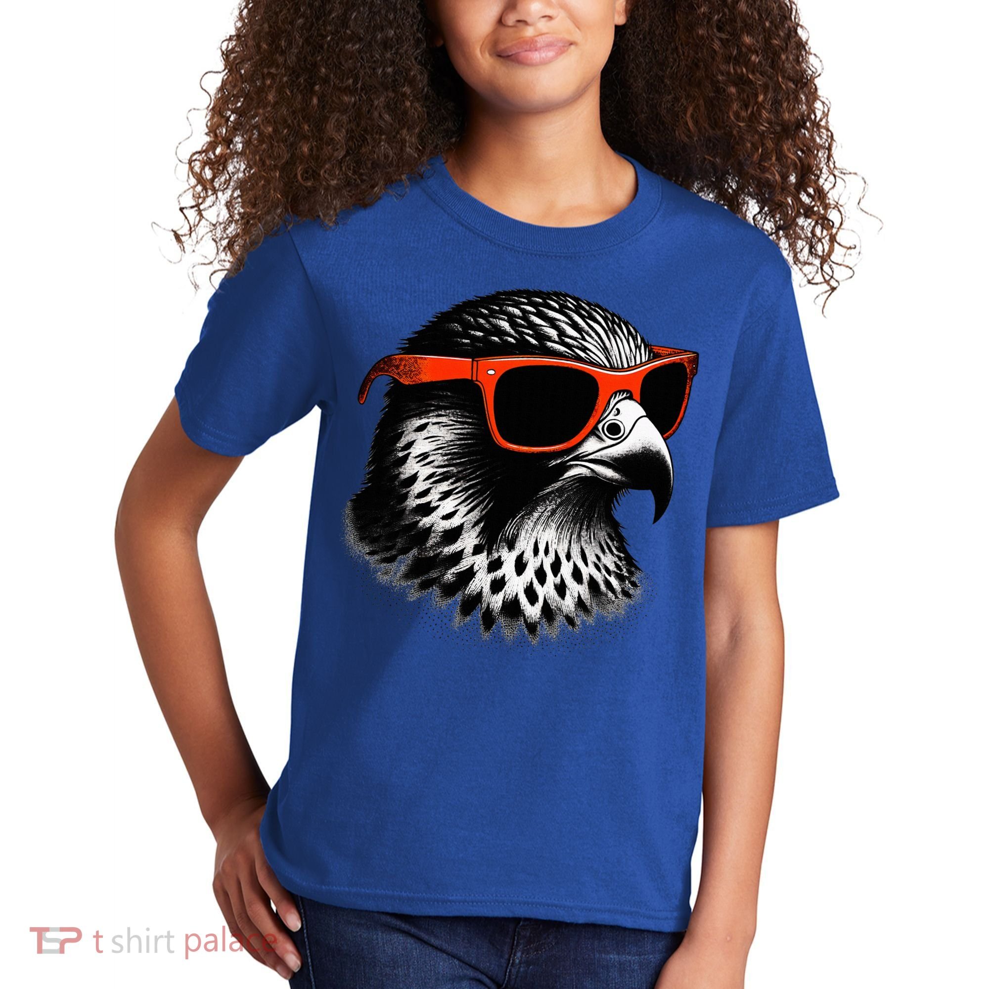 Cool Falcon Bird Wearing Sunglasses Graphic Art Kids T-Shirt
