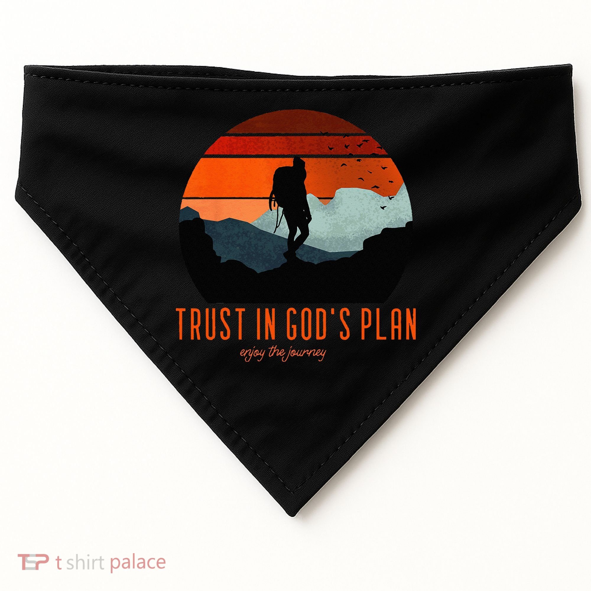 Cute Faith Based Trust God's Plan. Enjoy The Journey. USA-Made Doggie Bandana