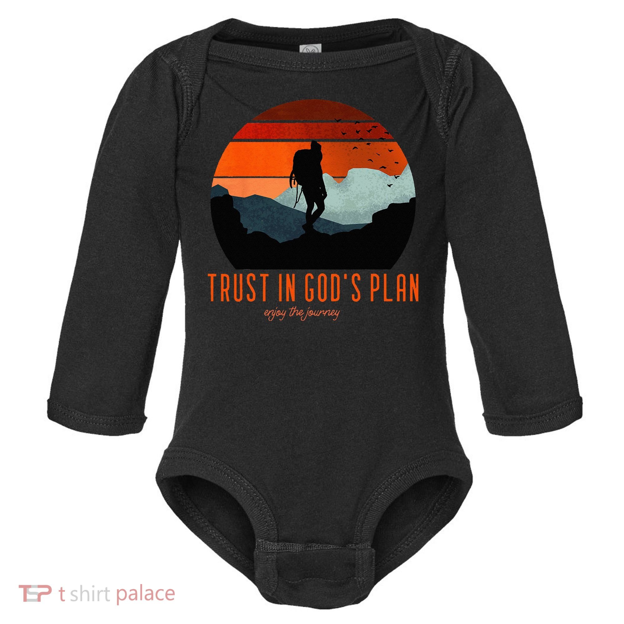 Cute Faith Based Trust God's Plan. Enjoy The Journey. Baby Long Sleeve Bodysuit