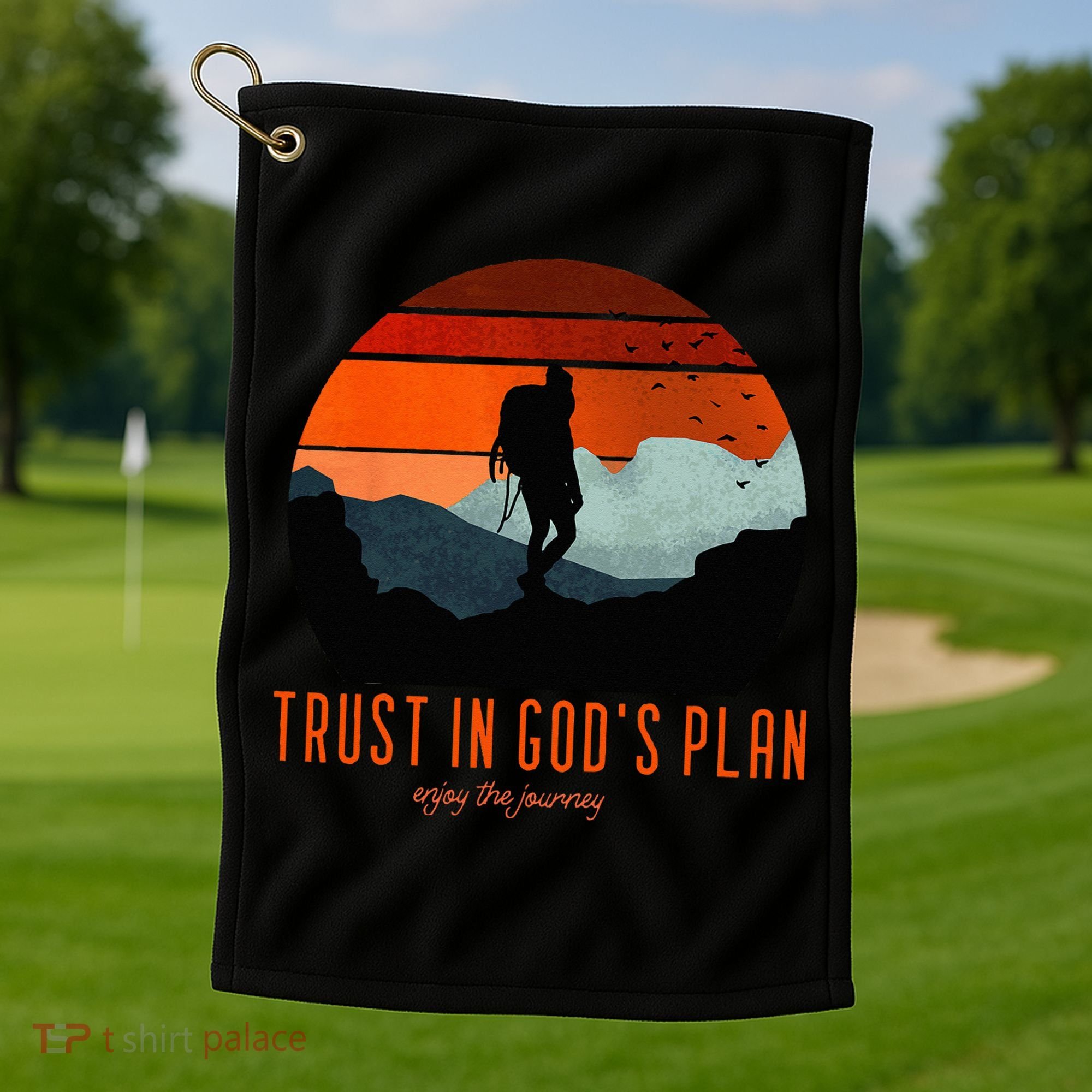 Cute Faith Based Trust God's Plan. Enjoy The Journey. Golf Towel