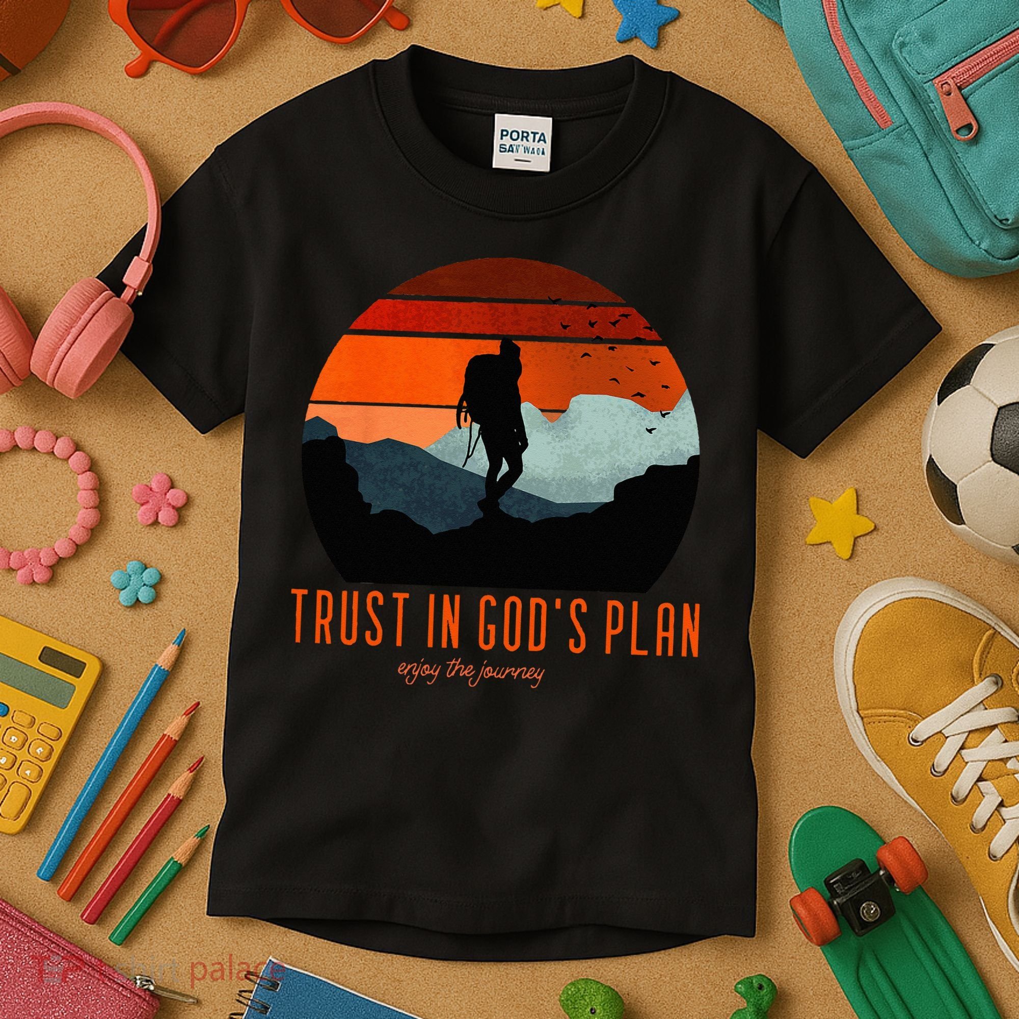 Cute Faith Based Trust God's Plan. Enjoy The Journey. Kids T-Shirt