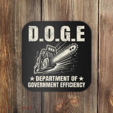 Chainsaw For Bureaucracy Funny D.O.G.E Doge Usa Flag Coaster