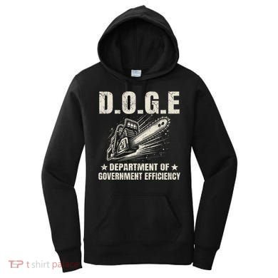 Chainsaw For Bureaucracy Funny D.O.G.E Doge Usa Flag Women's Hoodie