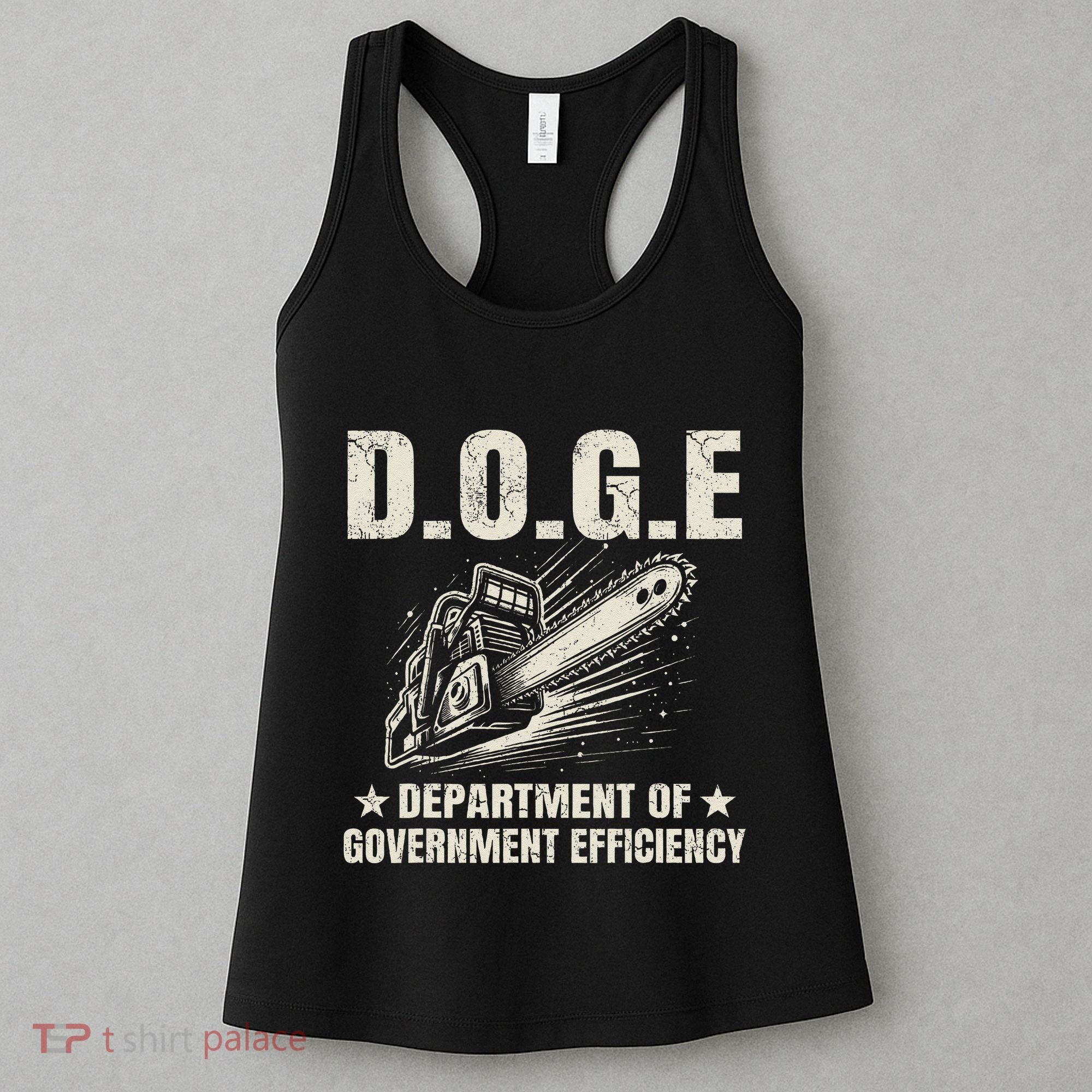 Chainsaw For Bureaucracy Funny D.O.G.E Doge Usa Flag Women's Tank Top