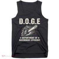Chainsaw For Bureaucracy Funny D.O.G.E Doge Usa Flag Tank Top thumb 0