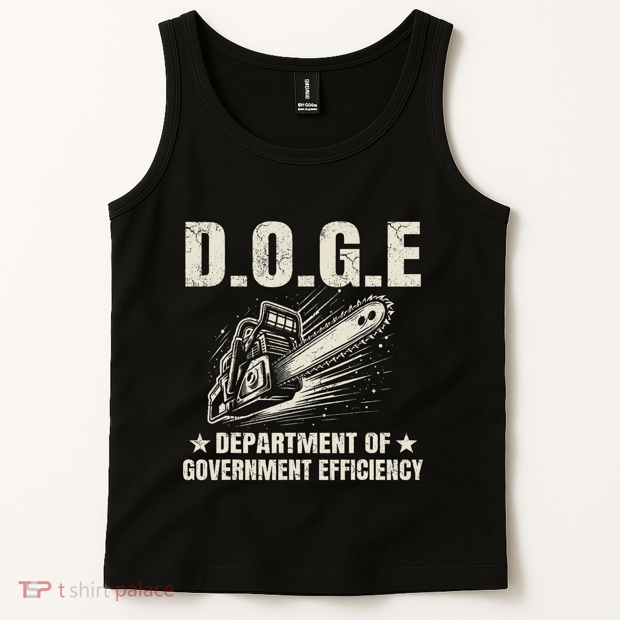 Chainsaw For Bureaucracy Funny D.O.G.E Doge Usa Flag Tank Top