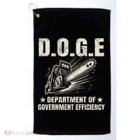 Chainsaw For Bureaucracy Funny D.O.G.E Doge Usa Flag Golf Towel thumb 0