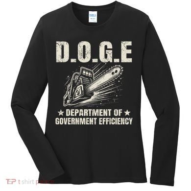 Chainsaw For Bureaucracy Funny D.O.G.E Doge Usa Flag Women's Long Sleeve Shirt