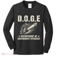 Chainsaw For Bureaucracy Funny D.O.G.E Doge Usa Flag Kids Long Sleeve Shirt thumb 0