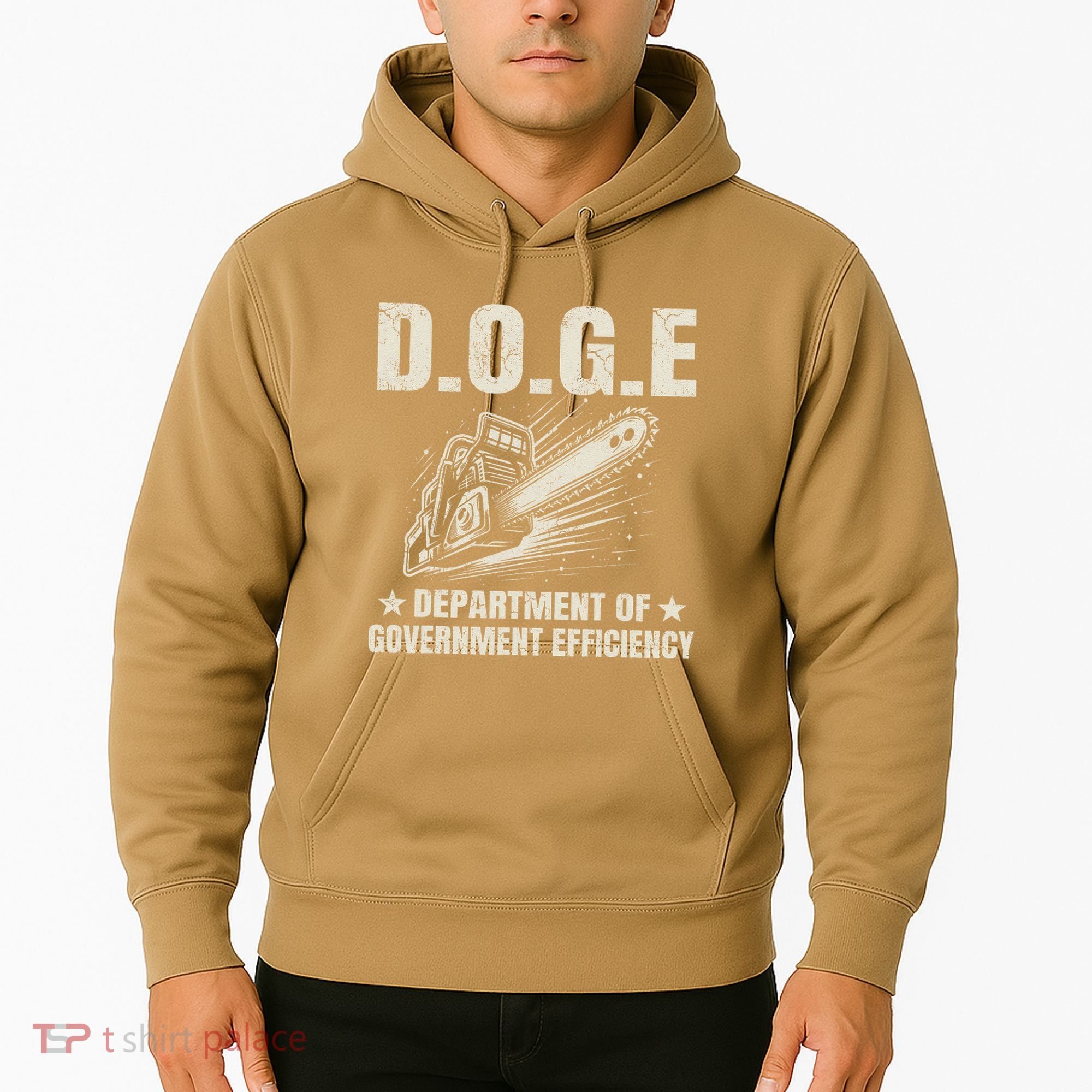 Chainsaw For Bureaucracy Funny D.O.G.E Doge Usa Flag Hoodie