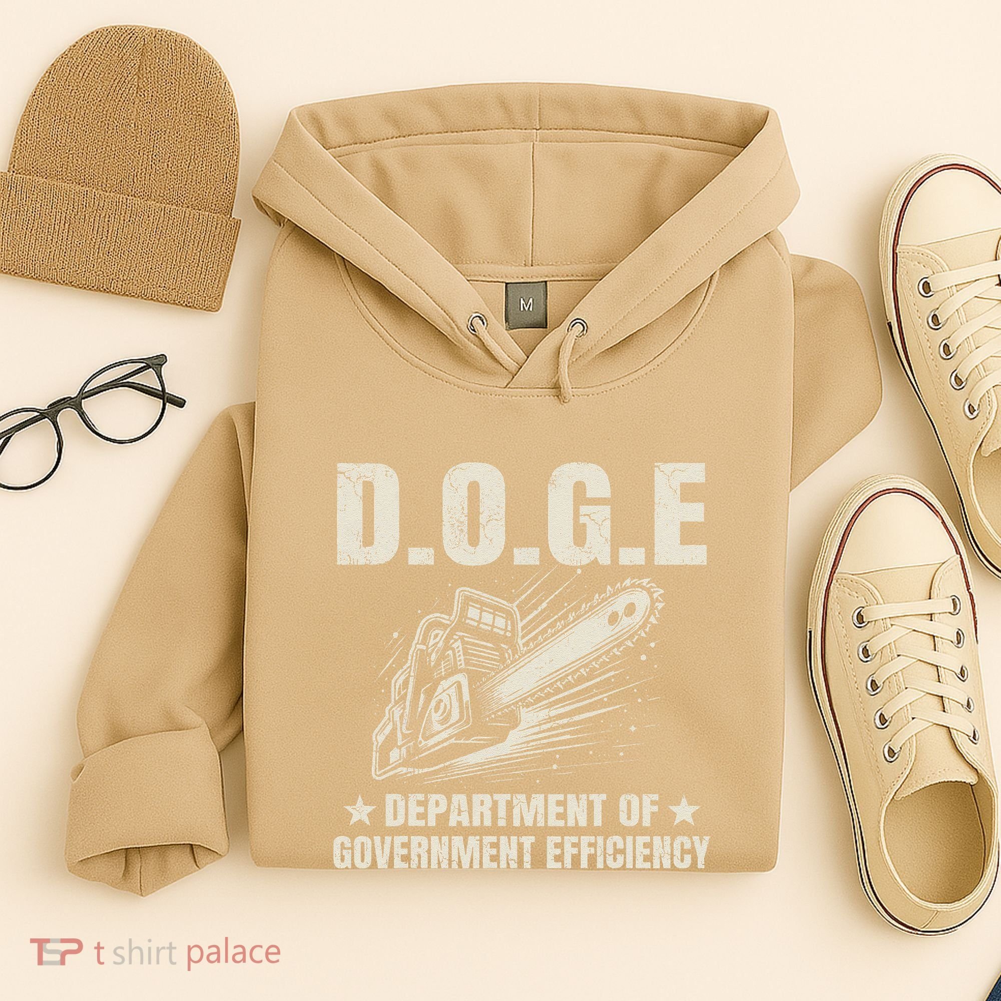 Chainsaw For Bureaucracy Funny D.O.G.E Doge Usa Flag Hoodie