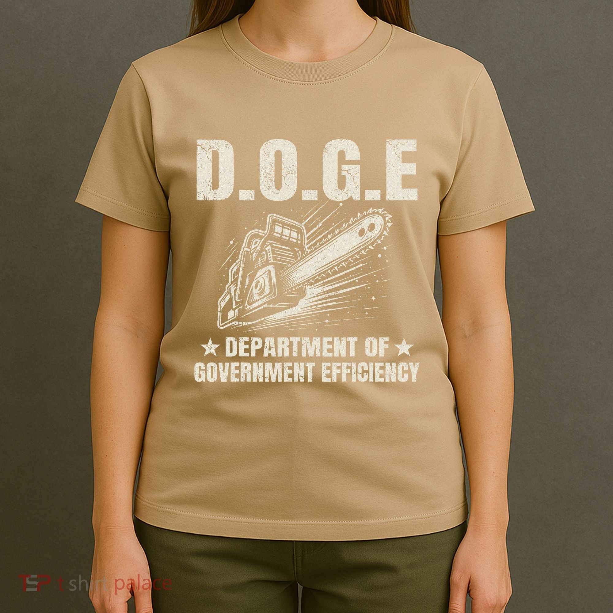 Chainsaw For Bureaucracy Funny D.O.G.E Doge Usa Flag T-Shirt