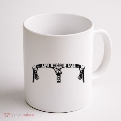Cyclist Funny Biker Life Behind Bars Triathlon Bicycle Rider Coffee Mug back