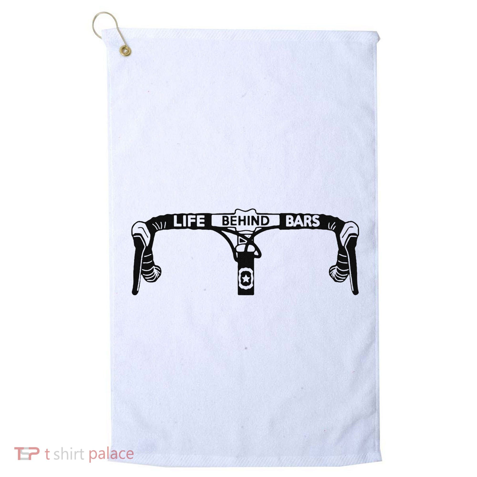 Cyclist Funny Biker Life Behind Bars Triathlon Bicycle Rider Golf Towel