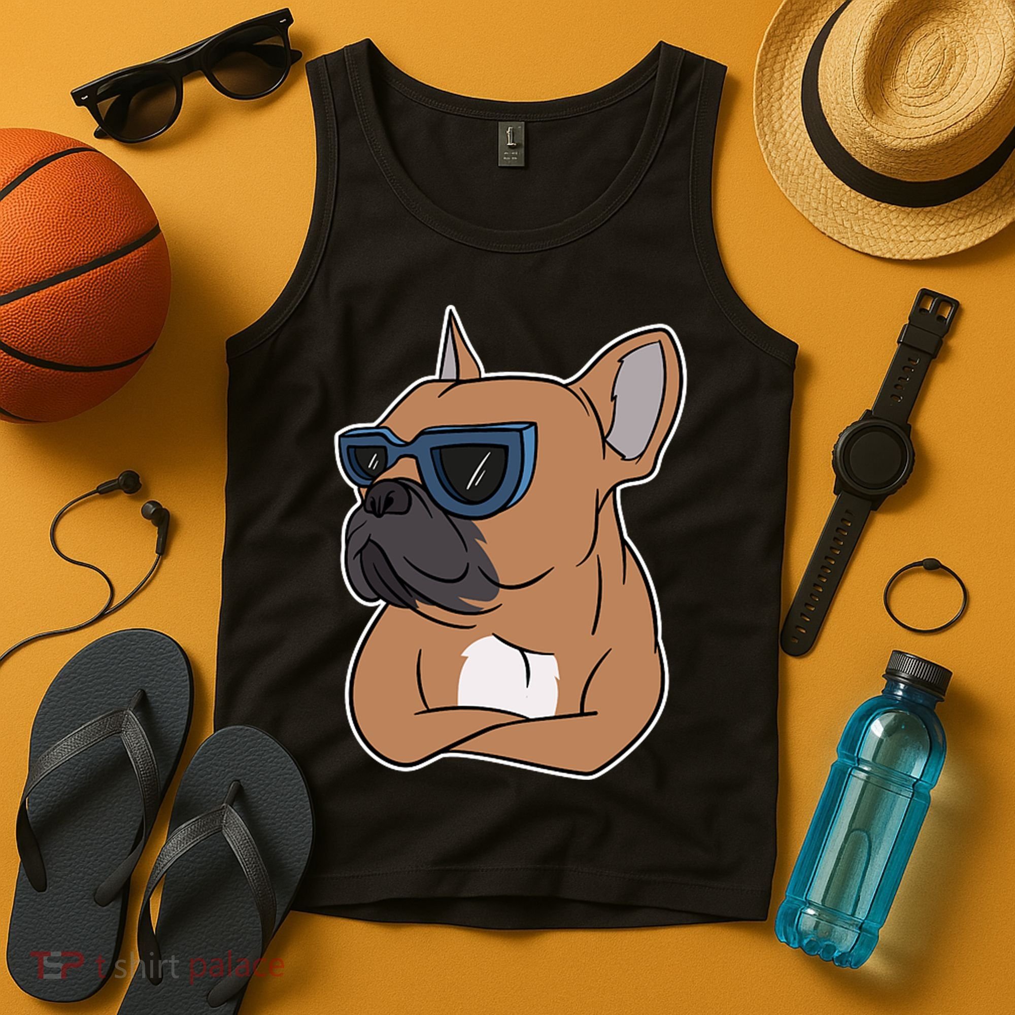 Cool French Bulldog Sunglasses Tank Top