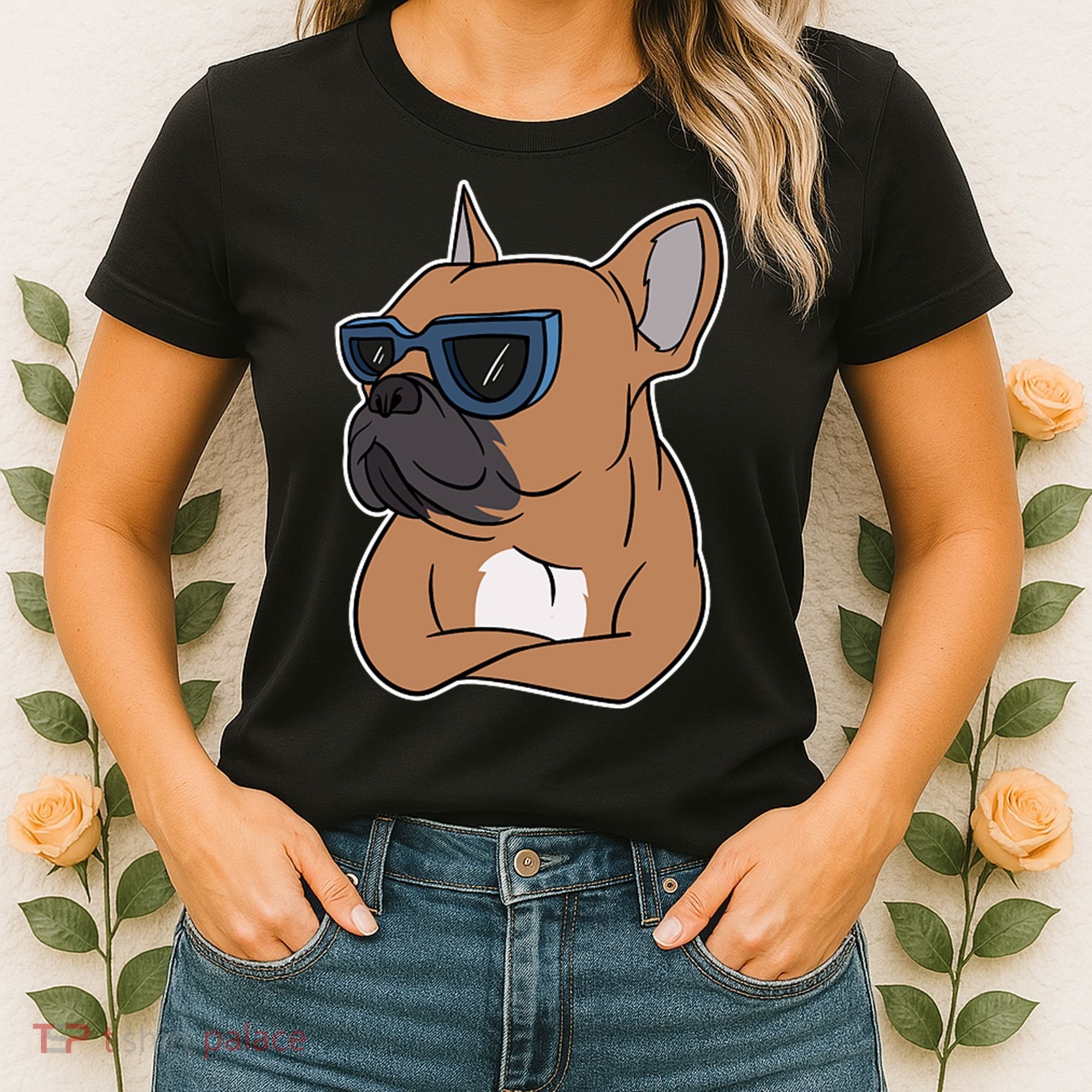 Cool French Bulldog Sunglasses Women's T-Shirt