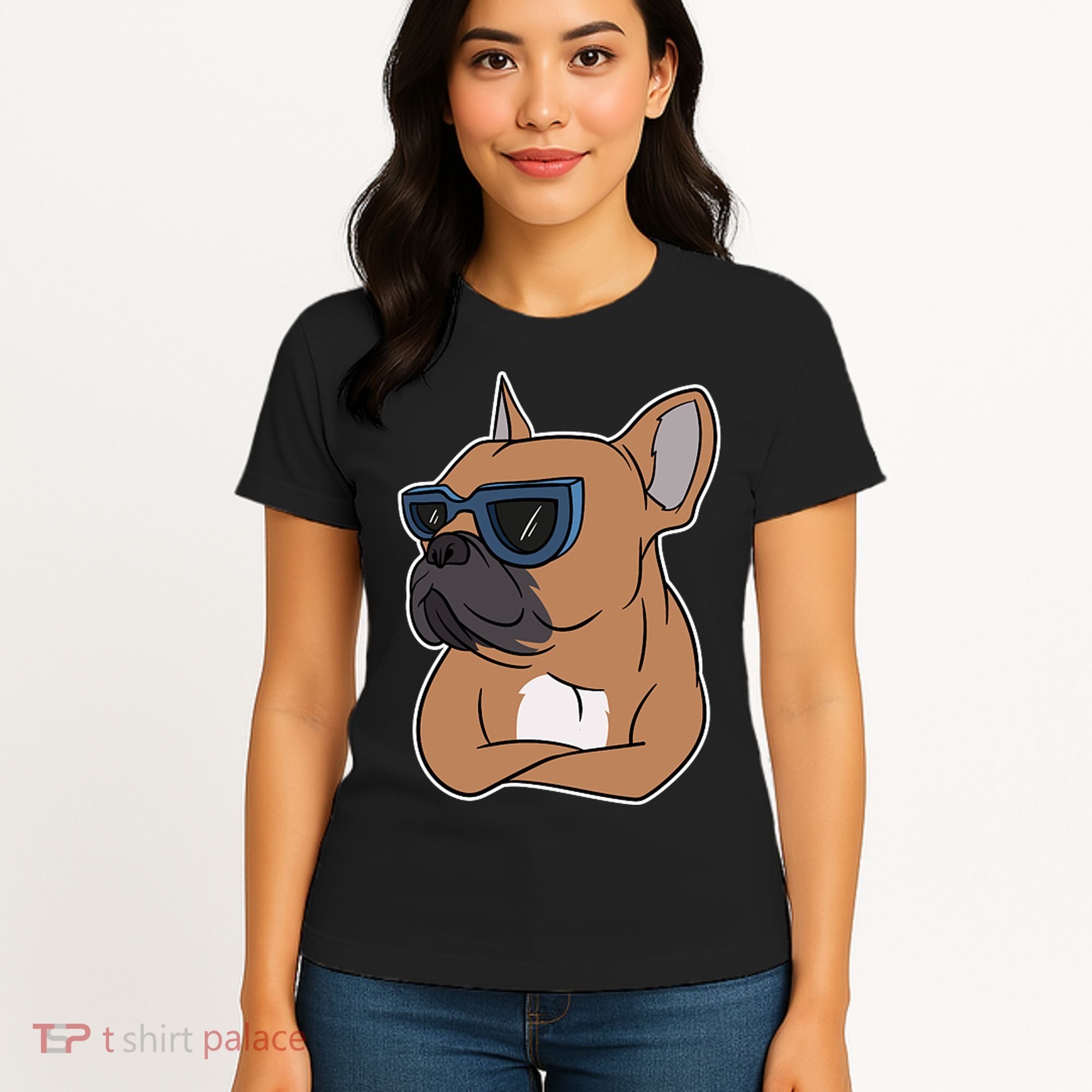 Cool French Bulldog Sunglasses Women's T-Shirt