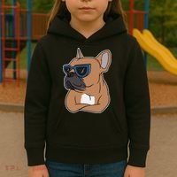 Cool French Bulldog Sunglasses Kids Hoodie thumb 3
