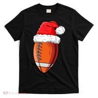 Christmas Football Ball Santa Hat Funny Sport Xmas Boys T-Shirt thumb 0