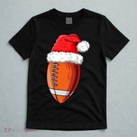 Christmas Football Ball Santa Hat Funny Sport Xmas Boys T-Shirt thumb 5