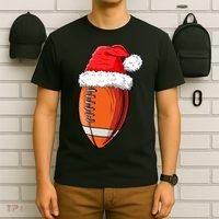 Christmas Football Ball Santa Hat Funny Sport Xmas Boys T-Shirt thumb 6