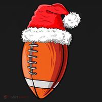 Christmas Football Ball Santa Hat Funny Sport Xmas Boys T-Shirt thumb 7