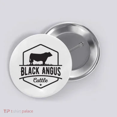 Cow Farmer Black Angus Cattle Button
