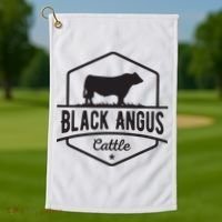 Cow Farmer Black Angus Cattle Golf Towel thumb 1