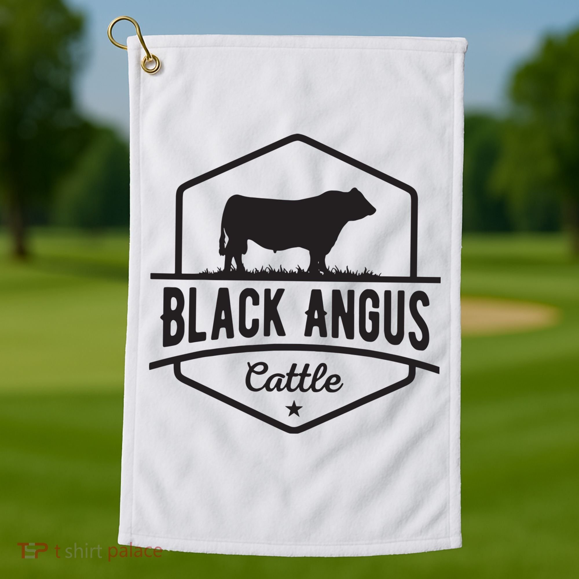 Cow Farmer Black Angus Cattle Golf Towel