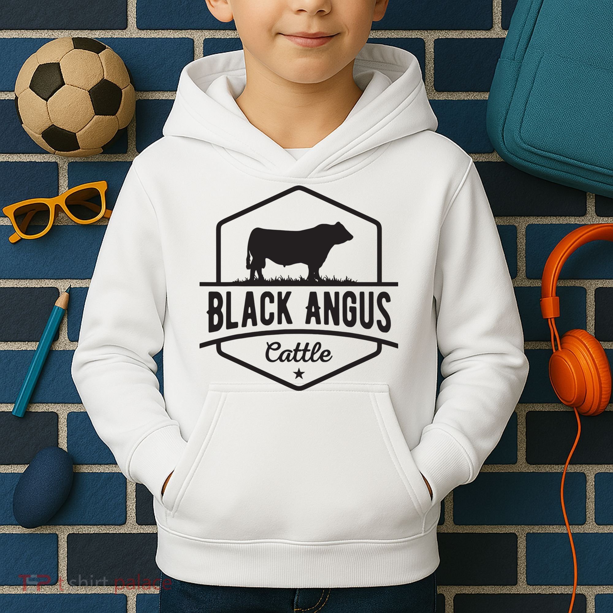 Cow Farmer Black Angus Cattle Kids Hoodie