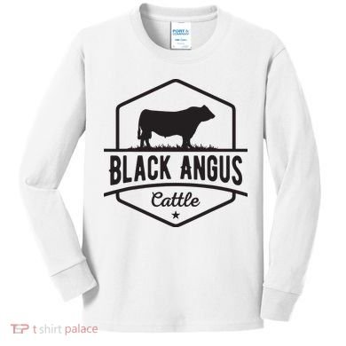 Cow Farmer Black Angus Cattle Kids Long Sleeve Shirt