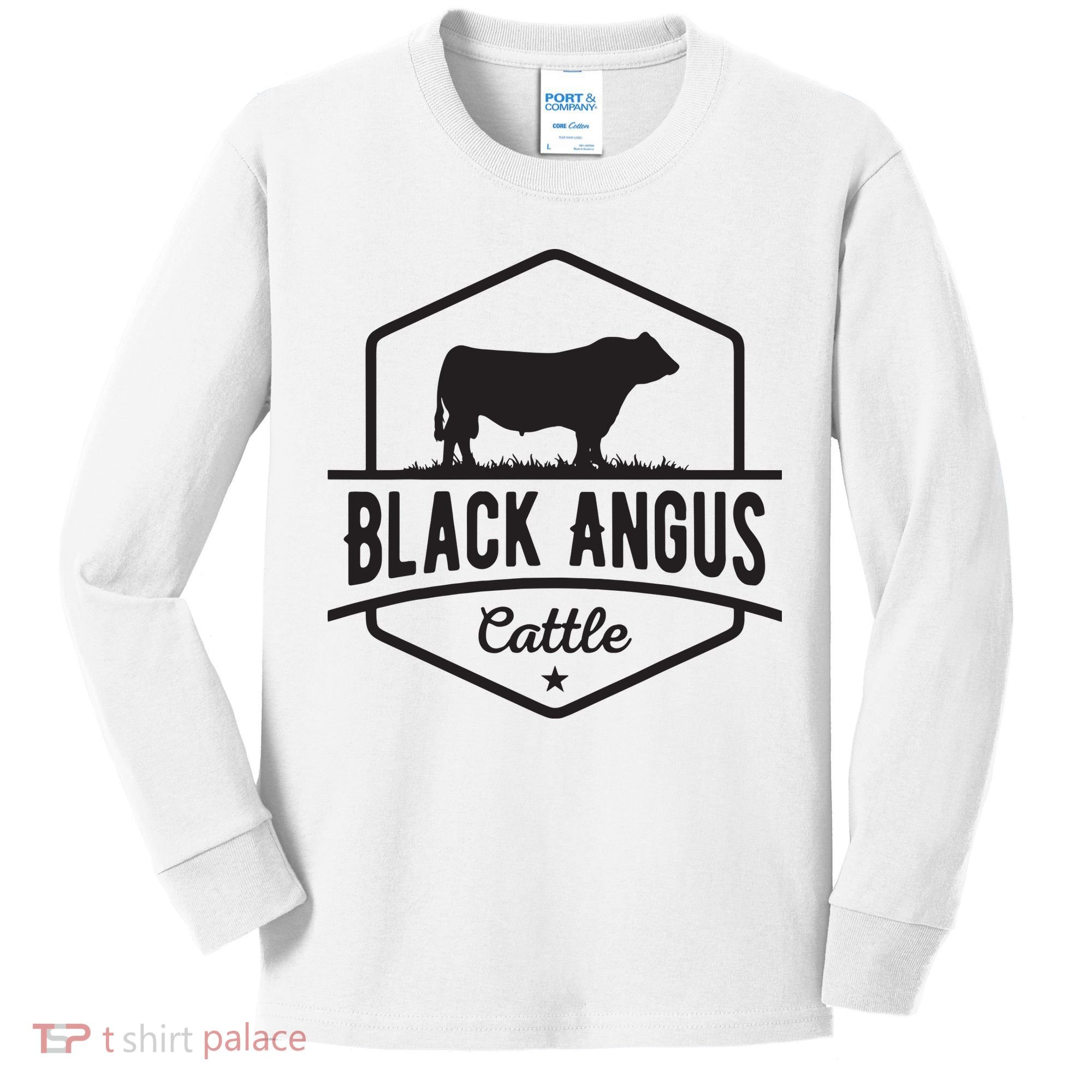 Cow Farmer Black Angus Cattle Kids Long Sleeve Shirt