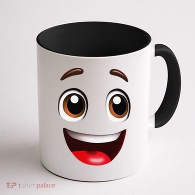 Cartoon Face Brown Eyes Coffee Mug back