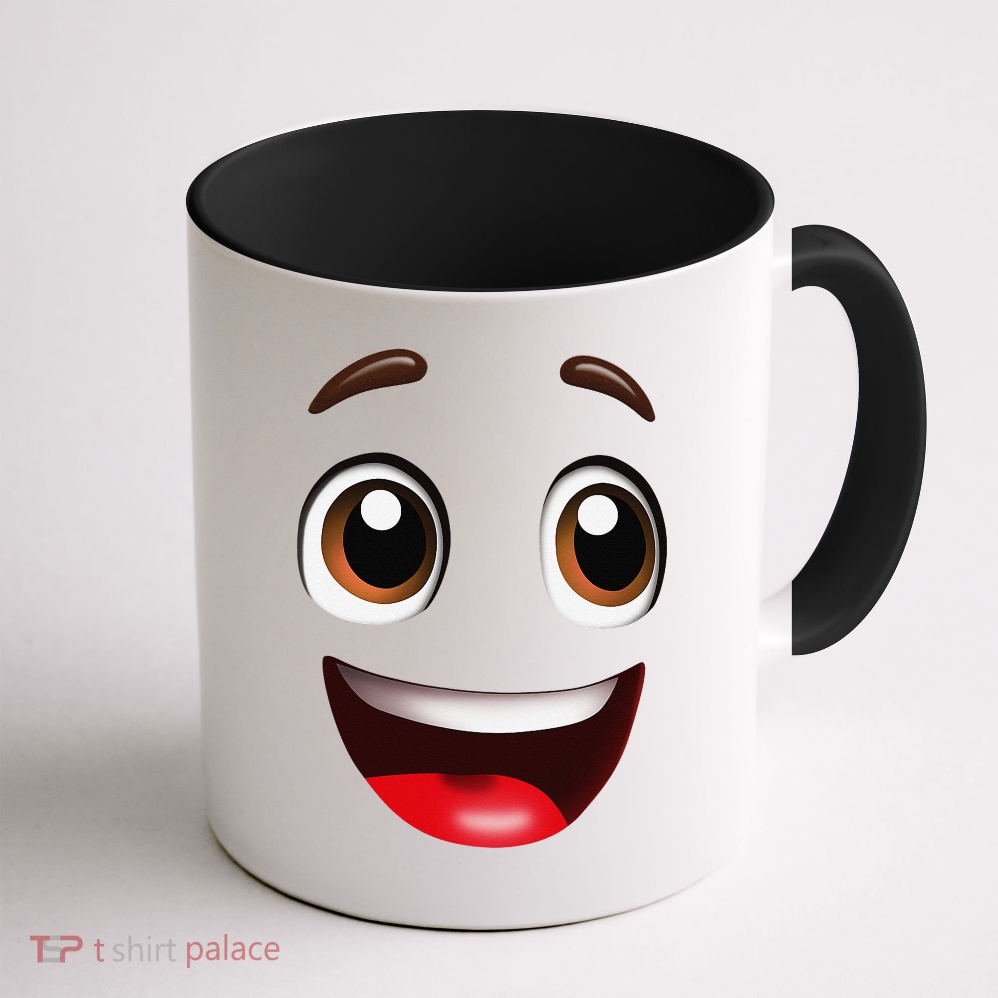 Cartoon Face Brown Eyes Coffee Mug