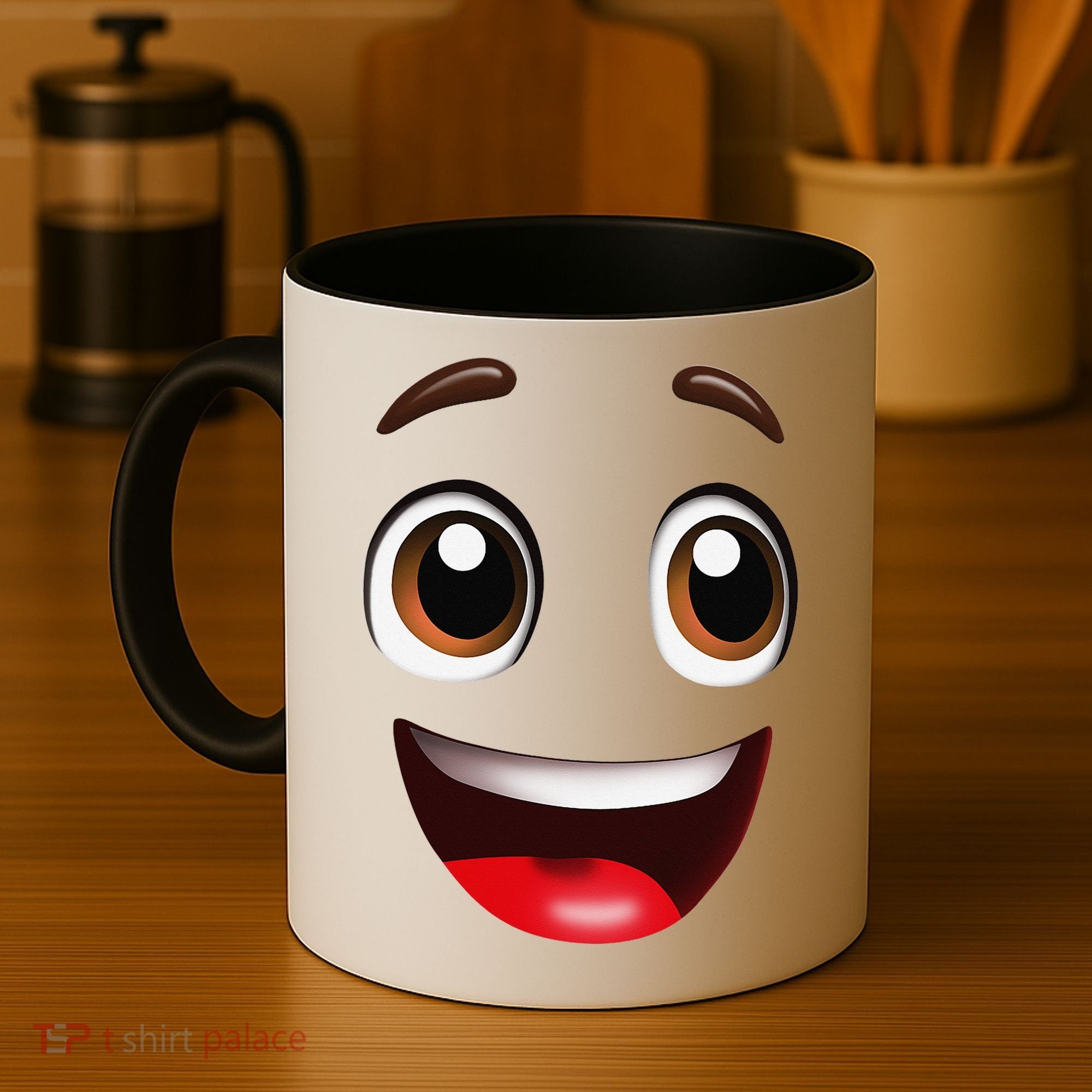 Cartoon Face Brown Eyes Coffee Mug