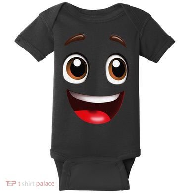 Cartoon Face Brown Eyes Baby Bodysuit