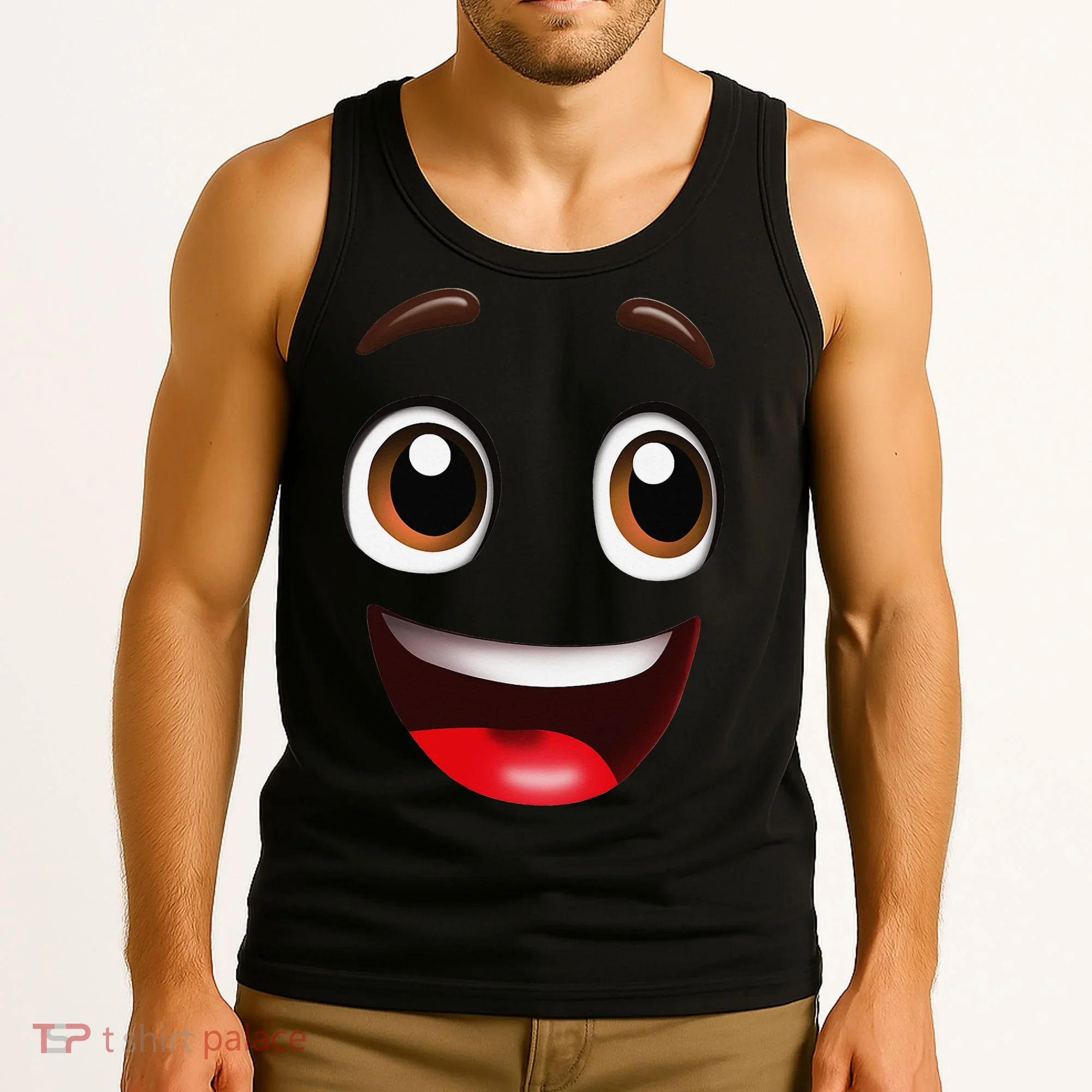 Cartoon Face Brown Eyes Tank Top