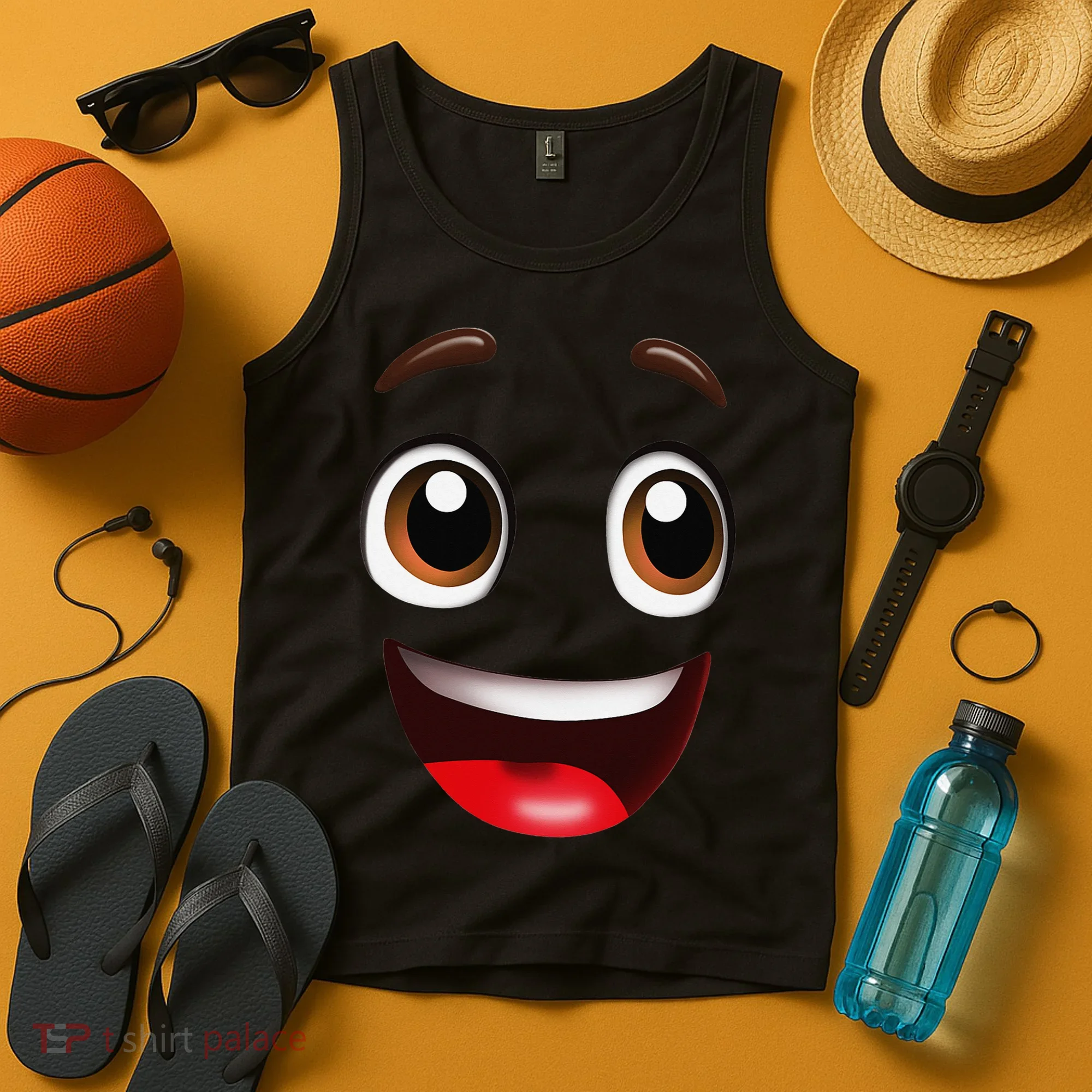 Cartoon Face Brown Eyes Tank Top