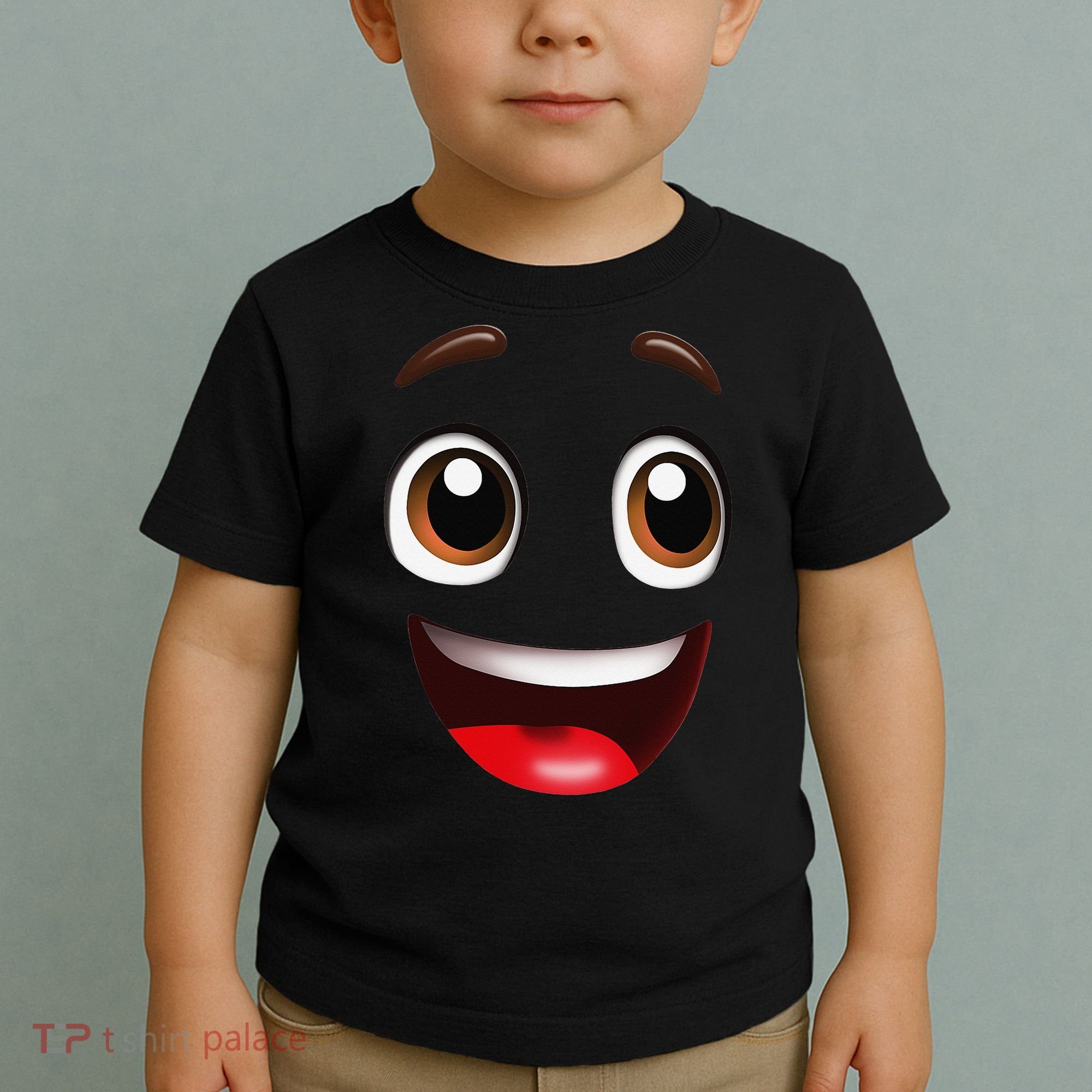 Cartoon Face Brown Eyes Toddler T-Shirt