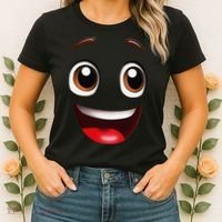 Cartoon Face Brown Eyes Women's T-Shirt thumb 2