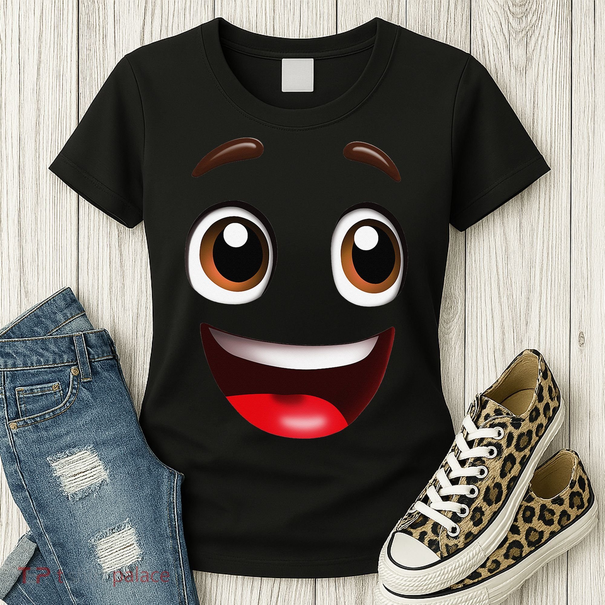 Cartoon Face Brown Eyes Women's T-Shirt