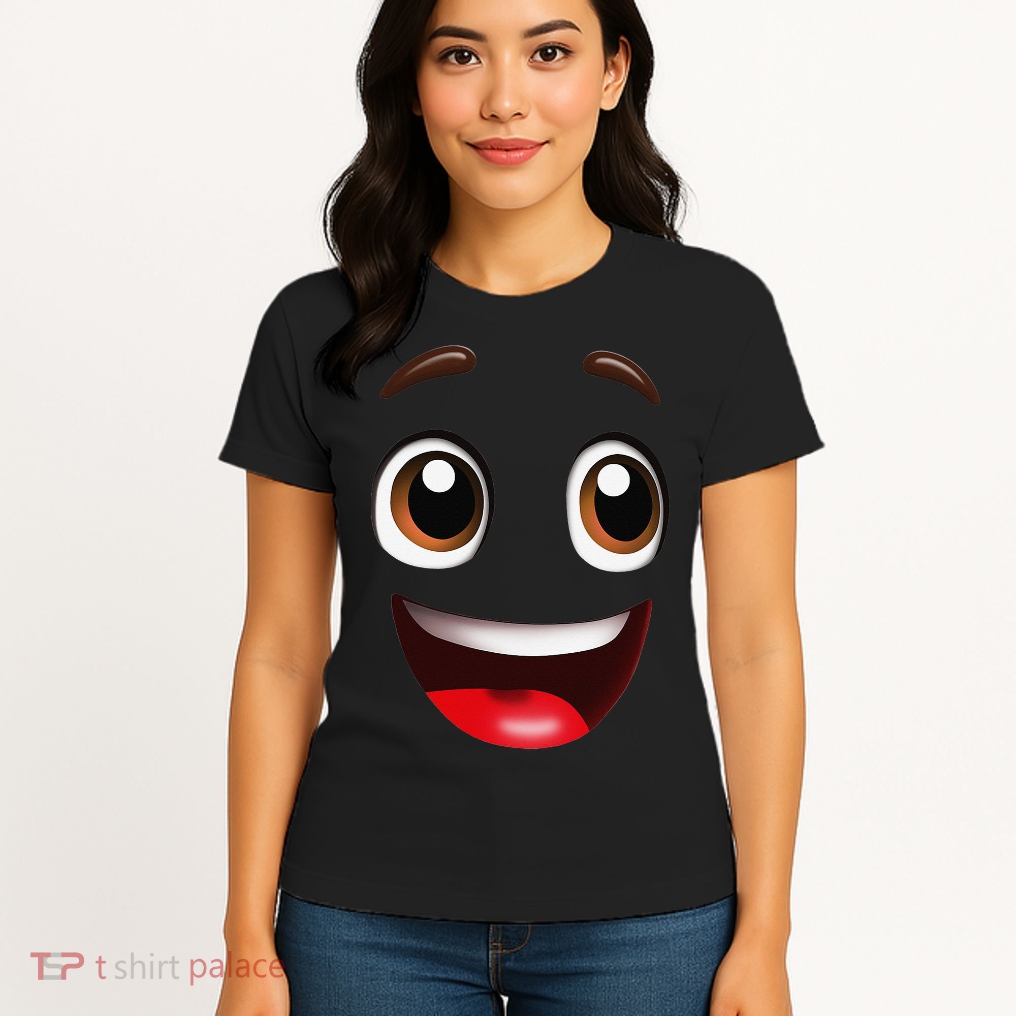 Cartoon Face Brown Eyes Women's T-Shirt